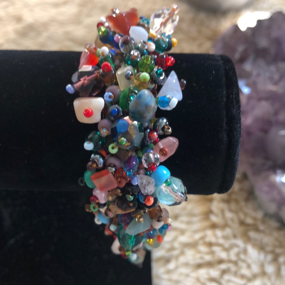 Beaded MAGNETIC Closure Bracelet Blues
